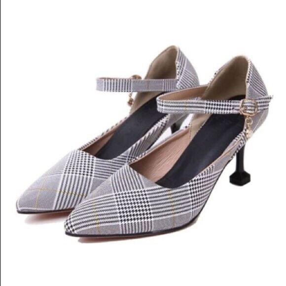 𝅺Lily Women’s Green Plaid Kitten Heel Shoes sz 8.5 NEW # V-26 - Picture 1 of 5